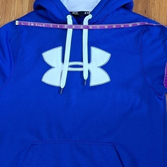 Under Armour Sweatshirt Men's Size Medium Hoodie Loose Fit Blue and White Logo - Picture 10 of 13